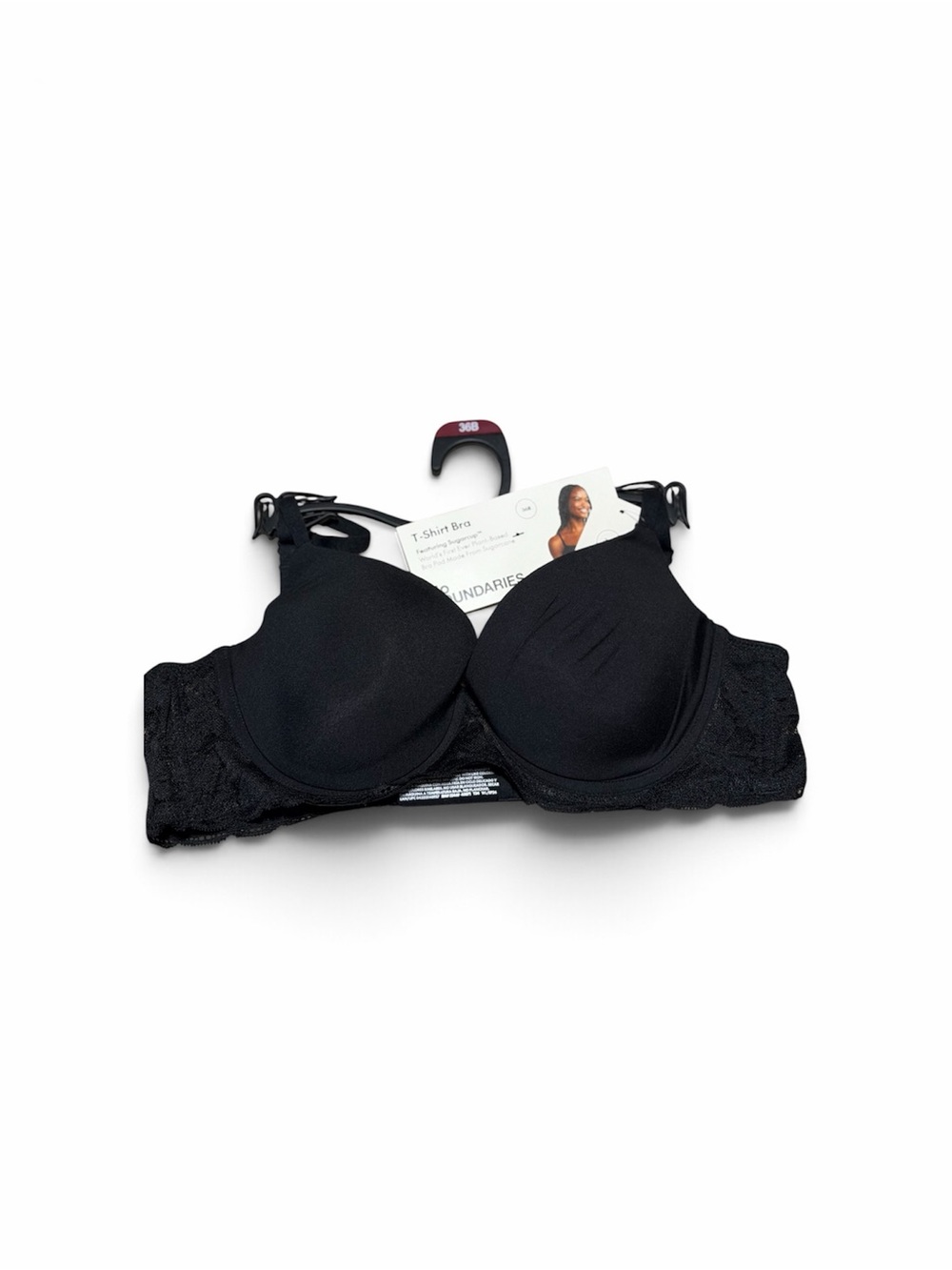No Boundaries Black T-Shirt Bra with Lace Band